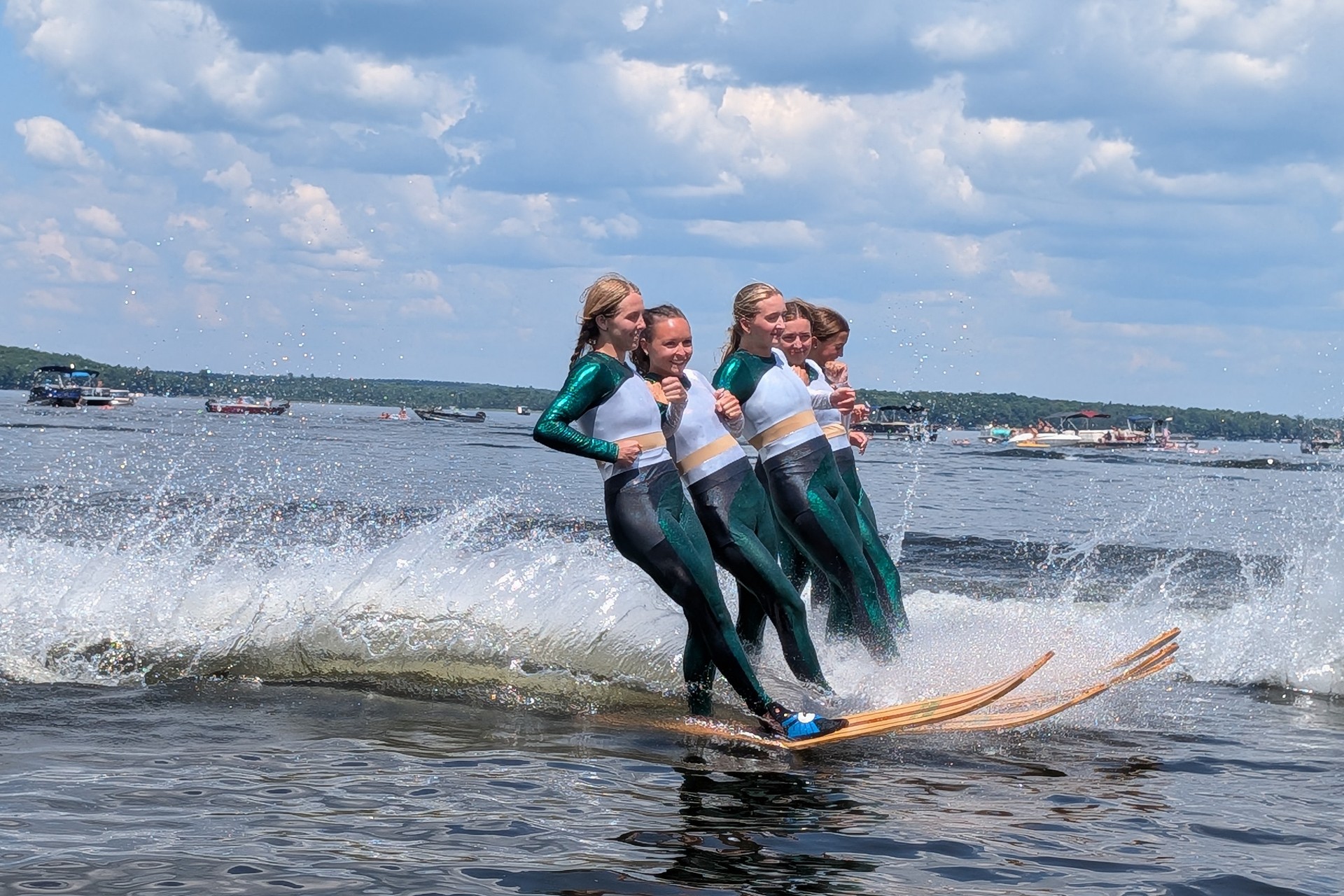 Chainskimmers Ski Team out on the water at the PLA Ski Show.