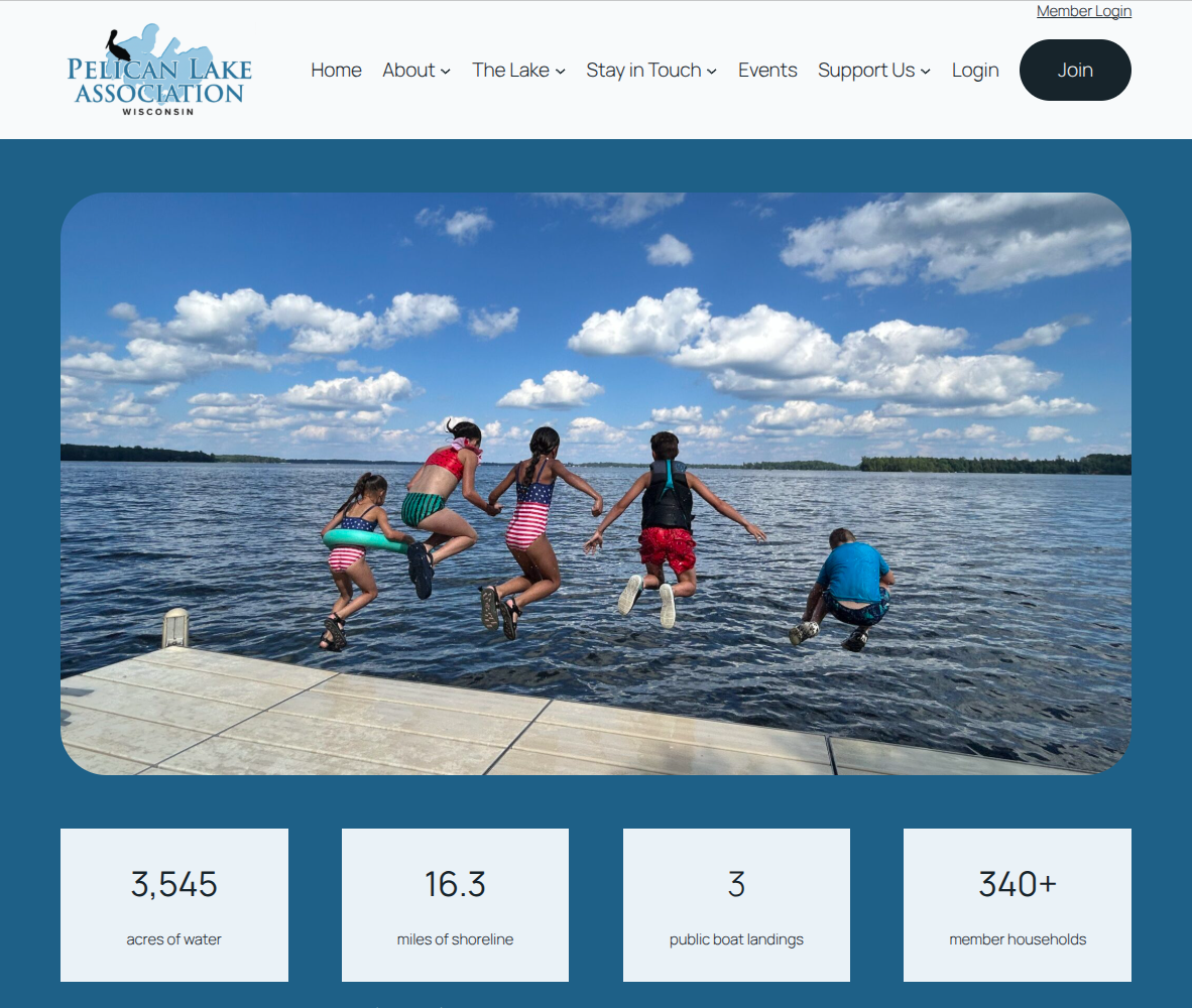 The new Pelican Lake Association website
